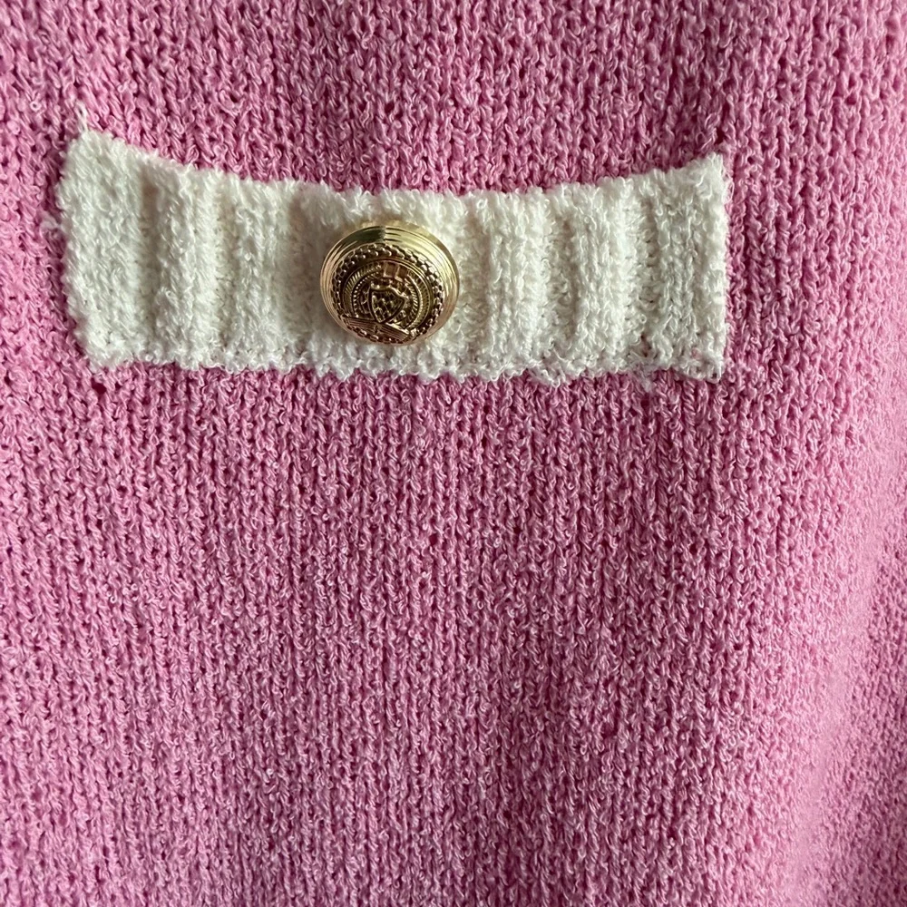 Endless Rose Pink Sleeveless Knit Mini Dress with White Trim - Picture 5 of 6